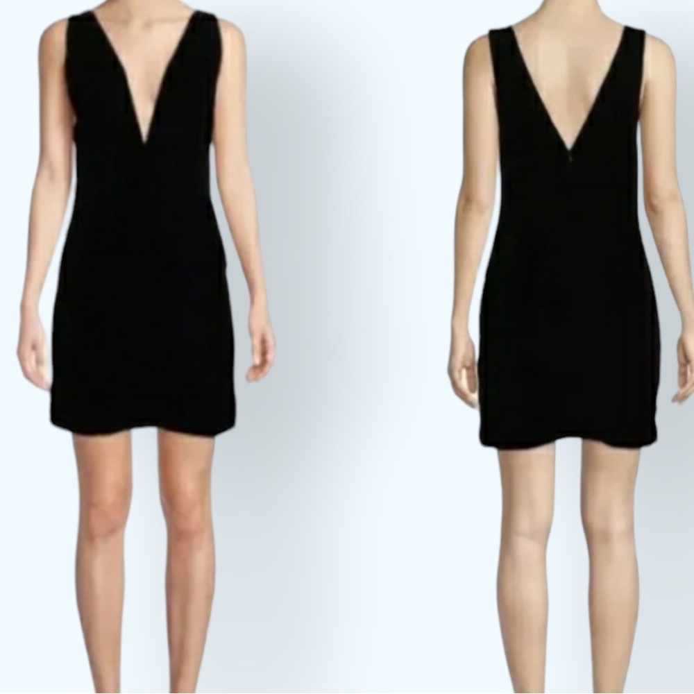 Fame & Partners x Free People The Ennis 0 / XS Black Velvet V-Neck Mini Dress